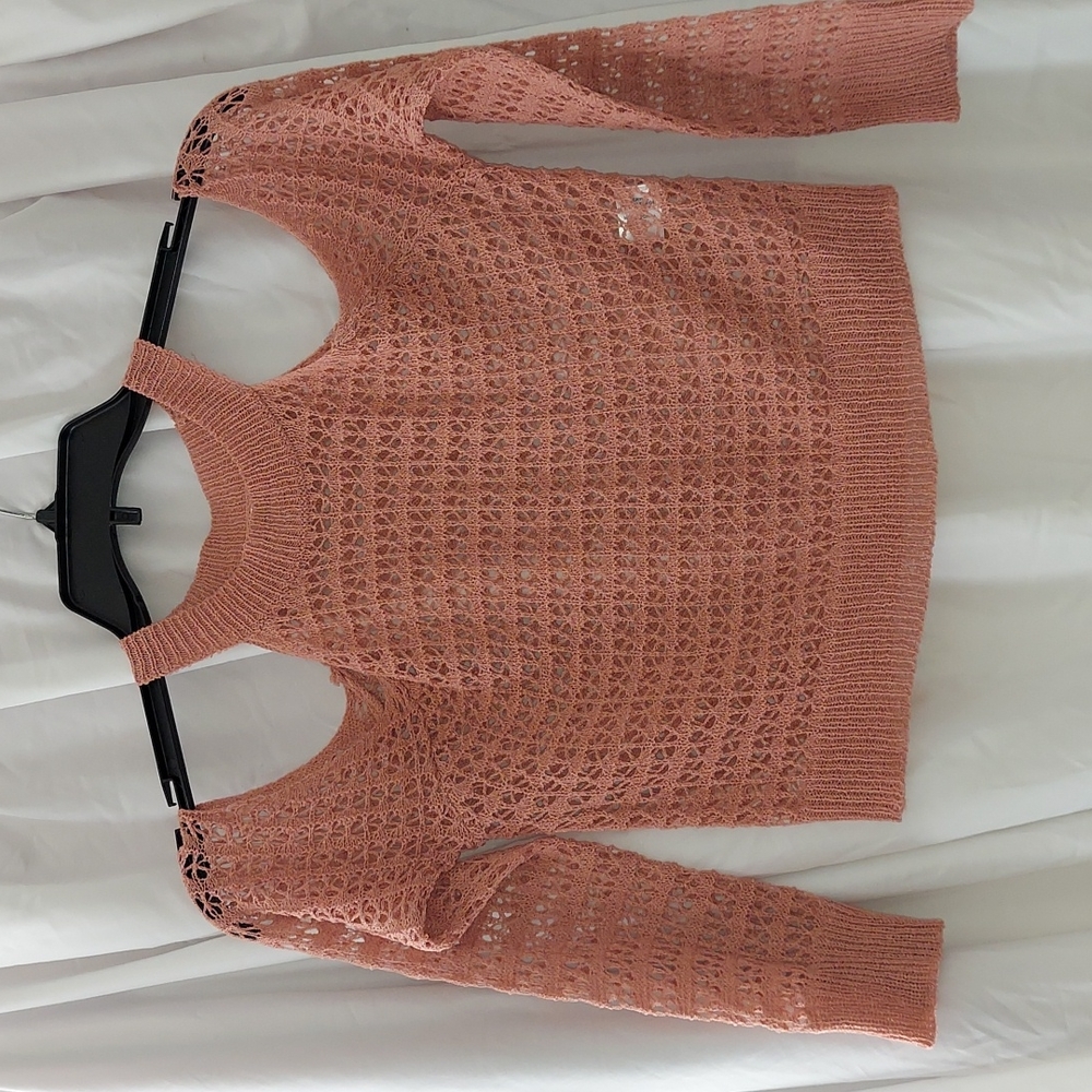 super down Blush Pink Open Weave Crop Top